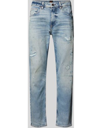 BOSS Slim Fit Jeans mit Label-Detail Modell 'Troy' - Blau