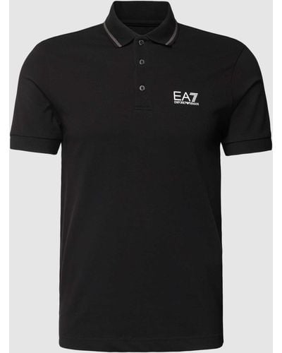 EA7 Poloshirt Met Labelprint - Zwart