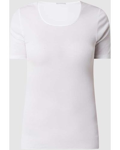 Hanro T-Shirt aus Baumwolle Modell 'Cotton Seamless' - Weiß
