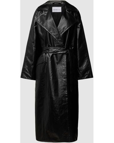 Calvin Klein Trenchcoat Met Strikceintuur - Zwart