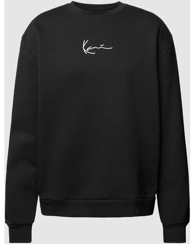 Karlkani Sweatshirt Met Labelstitching - Zwart