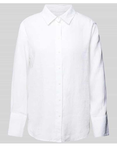 Gina Tricot Bluse aus Leinen in unifarbenem Design - Weiß