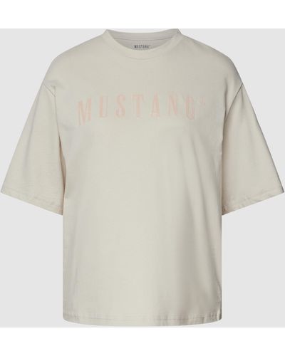 Mustang T-Shirt mit Label-Print Modell 'Aline' - Weiß