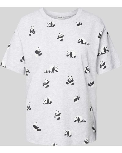 Jake*s Pyjama-Oberteil mit Allover-Motiv-Print - Grau