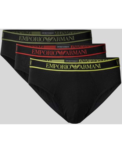 Emporio Armani Slip mit elastischem Label-Bund im 3er-Pack - Schwarz