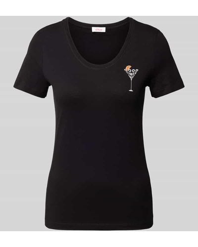 S.oliver T-Shirt mit Motiv-Print - Schwarz
