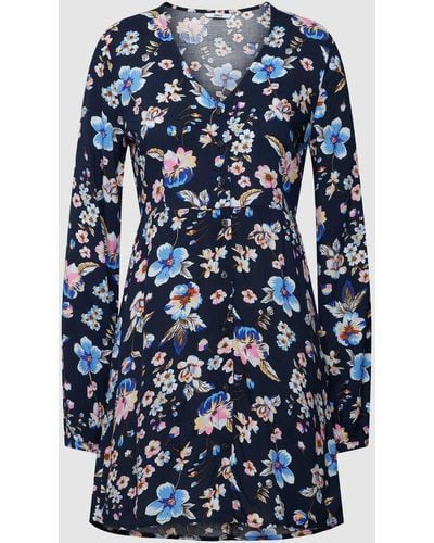 ONLY Mini-jurk Met All-over Bloemenmotief - Blauw