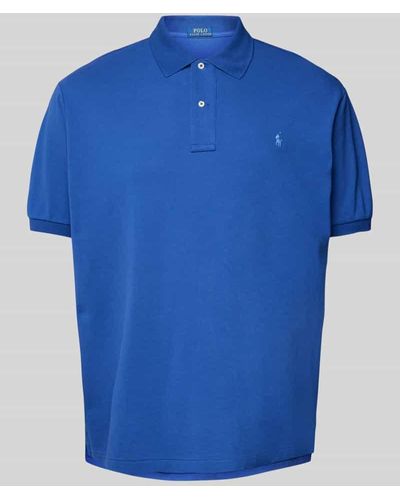 Ralph Lauren PLUS SIZE Poloshirt mit Label-Stitching - Blau