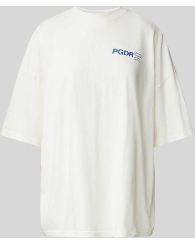 PEGADOR Oversized T-Shirt mit Label- und Statement-Print Modell 'HABANA' - Weiß