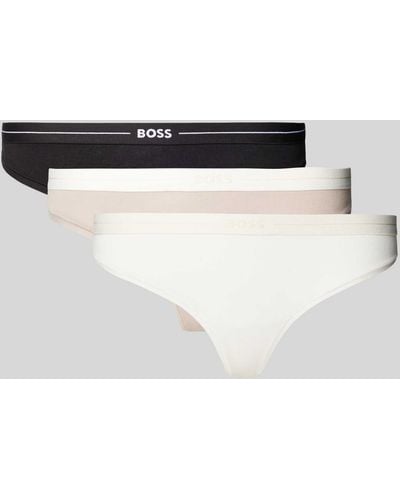 BOSS String mit elastischem Label-Bund im 3er-Pack - Weiß