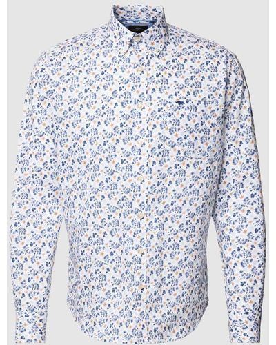 Fynch-Hatton Slim Fit Freizeithemd mit Logo-Detail - Blau