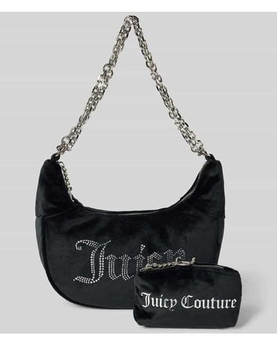 Juicy Couture Hobo Bag mit Ziersteinbesatz Modell 'KIMBERLY' - Schwarz