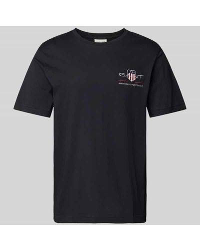 GANT T-Shirt mit Label-Stitching - Schwarz