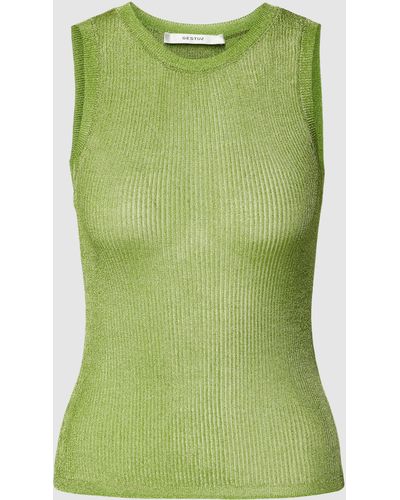 Gestuz Strickshirt aus Viskose-Mix mit Rundhalsausschnitt Modell 'Silvi' - Grün