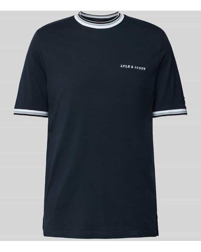 Lyle & Scott T-Shirt mit Label-Stitching - Blau