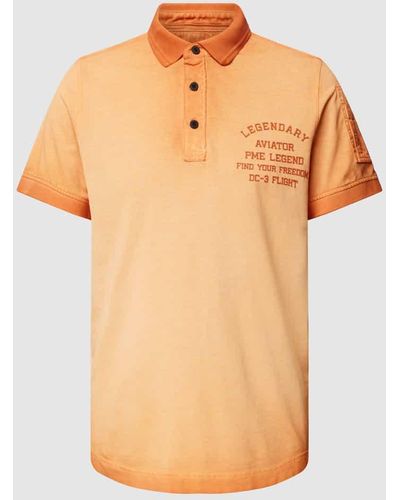 PME LEGEND Poloshirt aus reiner Baumwolle im Washed-Out-Look - Orange