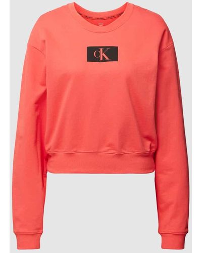 Calvin Klein Sweatshirt aus Baumwolle mit Label-Detail - Rot