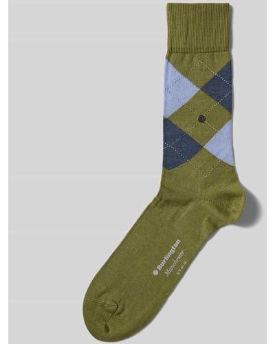 Burlington Socken mit Allover-Muster Modell 'MANCHESTER' - Grün