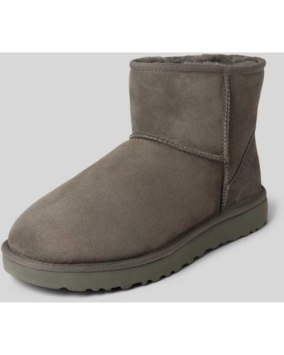 UGG Boots Van Leer Met Labelpatch - Grijs