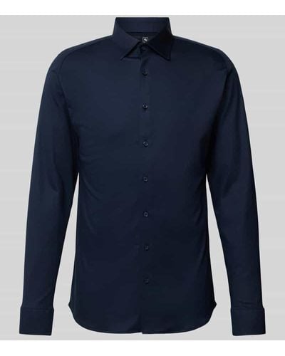 DESOTO Slim Fit Business-Hemd mit Kentkragen - Blau