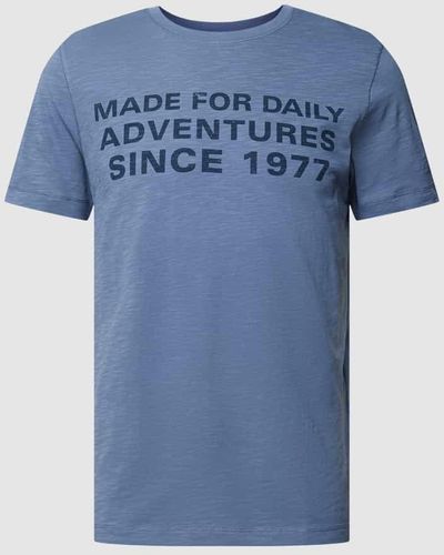 Camel Active T-Shirt mit Statement-Print - Blau