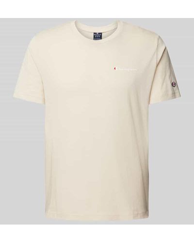 Champion T-Shirt mit Label-Print und Logo-Patch - Natur