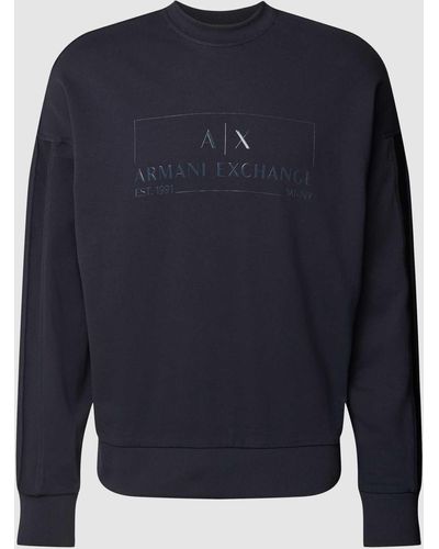 Armani Exchange Sweatshirt Met Labelprint - Blauw