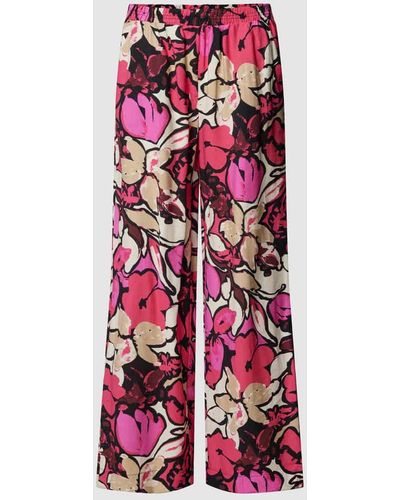 B.Young Wide Leg Stoffhose mit floralem Allover-Print Modell 'Janina' - Weiß