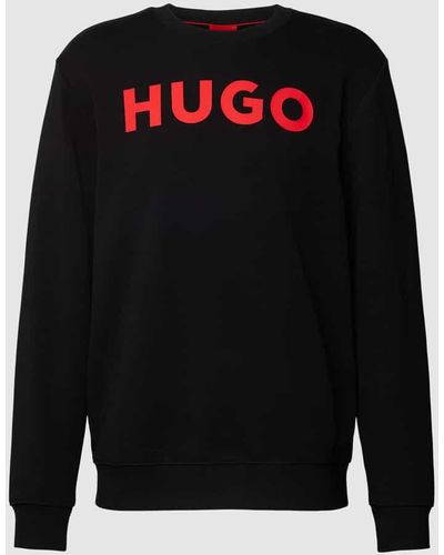 HUGO Sweatshirt mit Label-Detail Modell 'Dem' - Schwarz