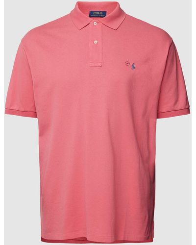 Ralph Lauren Plus Size Poloshirt Met Labelstitching - Roze