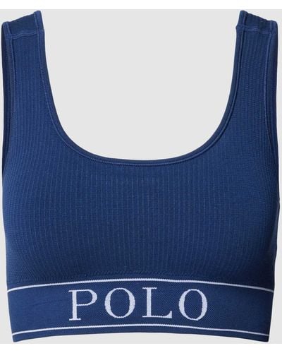 Polo Ralph Lauren Sportbeha Met Elastische Band Met Logo - Blauw
