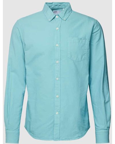COLORFUL STANDARD Freizeithemd mit Button-Down-Kragen - Blau