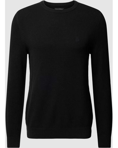 Marc O' Polo Gebreide Pullover Met Labeldetail - Zwart