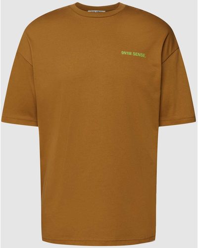 9N1M SENSE T-shirt Met Labelprint - Bruin
