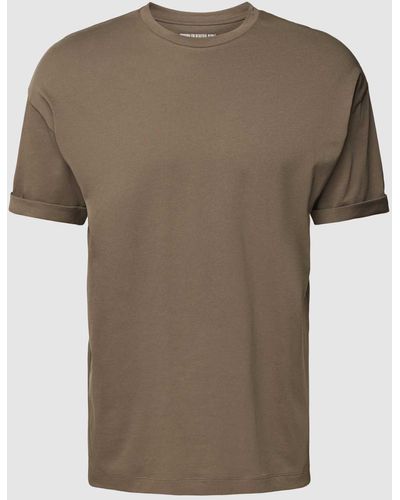 DRYKORN T-Shirt mit geripptem Rundhalsausschnitt Modell 'THILO' - Grün
