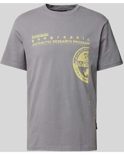 Napapijri T-Shirt mit Label- und Motiv-Print Modell 'MANTA' - Grau