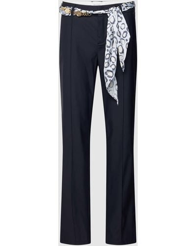 ROSNER Mid Waist Stoffen Broek Met Strikceintuur - Blauw