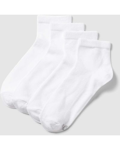 S.oliver Socken mit Label-Detail im 4er-Pack Modell 'Quarter' - Weiß