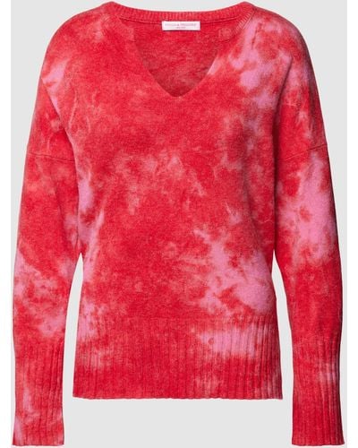 Frieda & Freddies Oversized Strickpullover mit Allover-Print - Rot