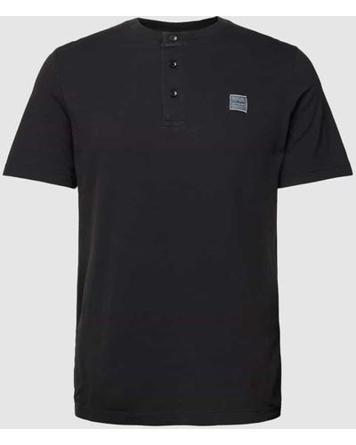 S.oliver T-Shirt mit kurzer Knopfleiste Modell 'Serafino' - Schwarz