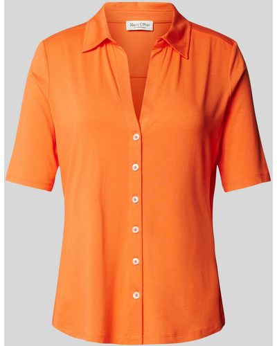 Marc O' Polo T-shirt Met Doorknoopsluiting - Oranje