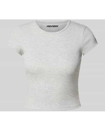 Review T-Shirt in Ripp-Optik - Weiß