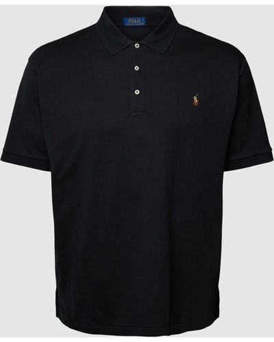 Ralph Lauren Plus Size Poloshirt Met Logostitching - Zwart