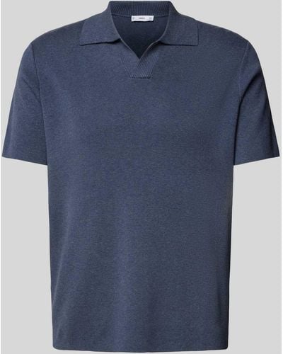 Mango Regular Fit Poloshirt mit V-Ausschnitt - Blau