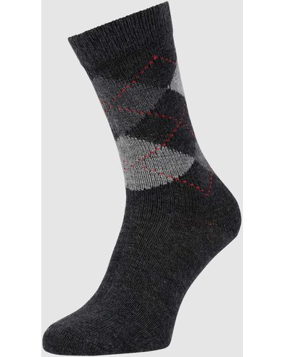 Burlington Socken mit Argyle-Muster Modell 'Whitby' - Schwarz