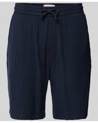 S.oliver Regular Fit Bermudas in Crinkle-Optik - Blau