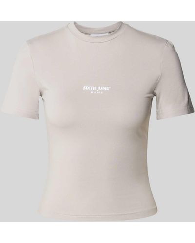 Sixth June T-Shirt mit Label-Stitching - Natur