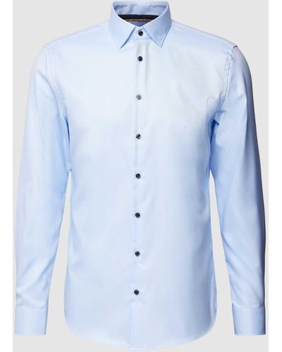 Jake*s Slim Fit Zakelijk Overhemd Met Kentkraag - Blauw