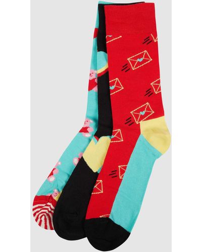 Happy Socks Sokken Per 3 Paar Verpakt - Rood