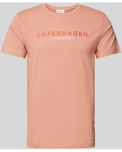 Lindbergh T-Shirt mit Label-Print Modell 'Copenhagen' - Pink